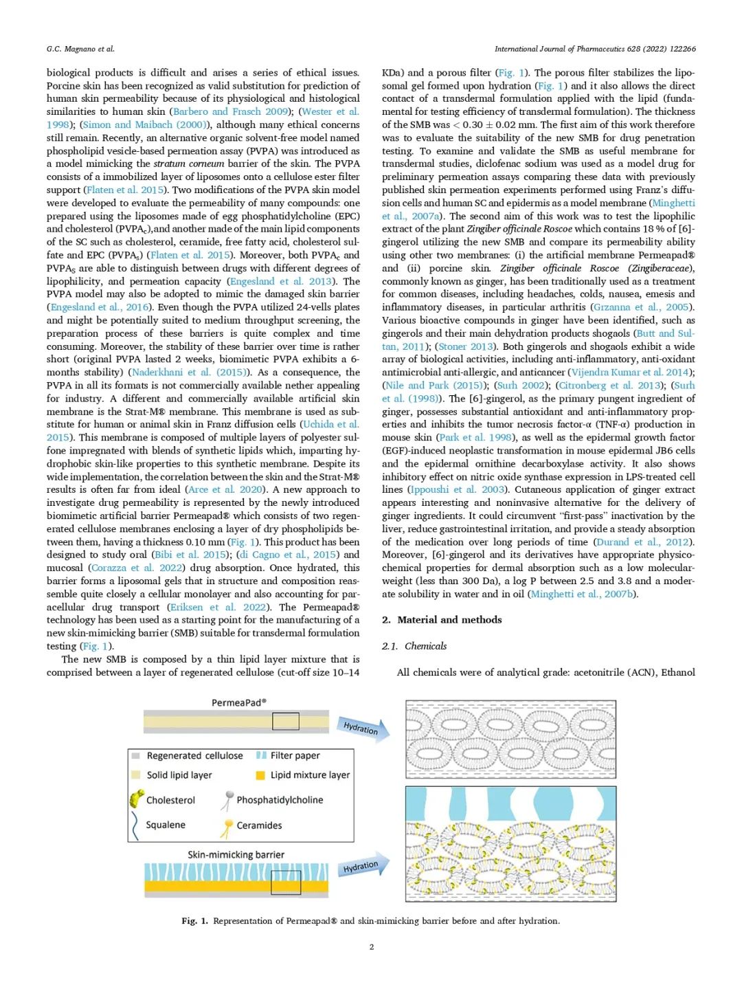 International Journal of Pharmaceutics——验证和测试用于评价透皮药物吸收的新型人工仿生膜